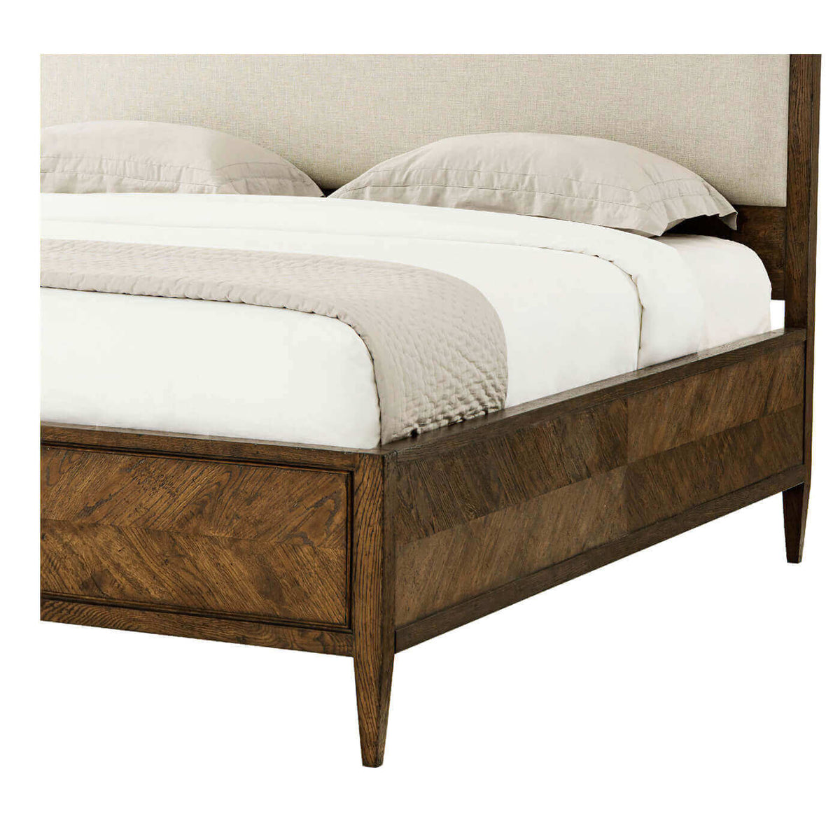 Herringbone Parquetry California King Bed - Dark Oak - English Georgian America