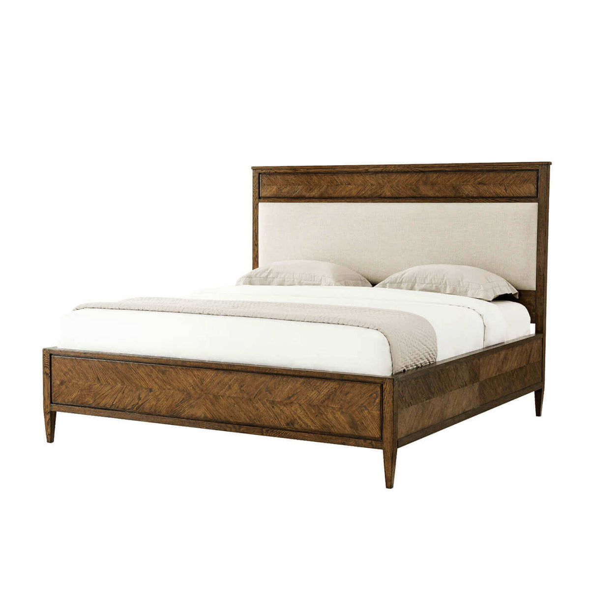 Herringbone Parquetry California King Bed - Dark Oak - English Georgian America