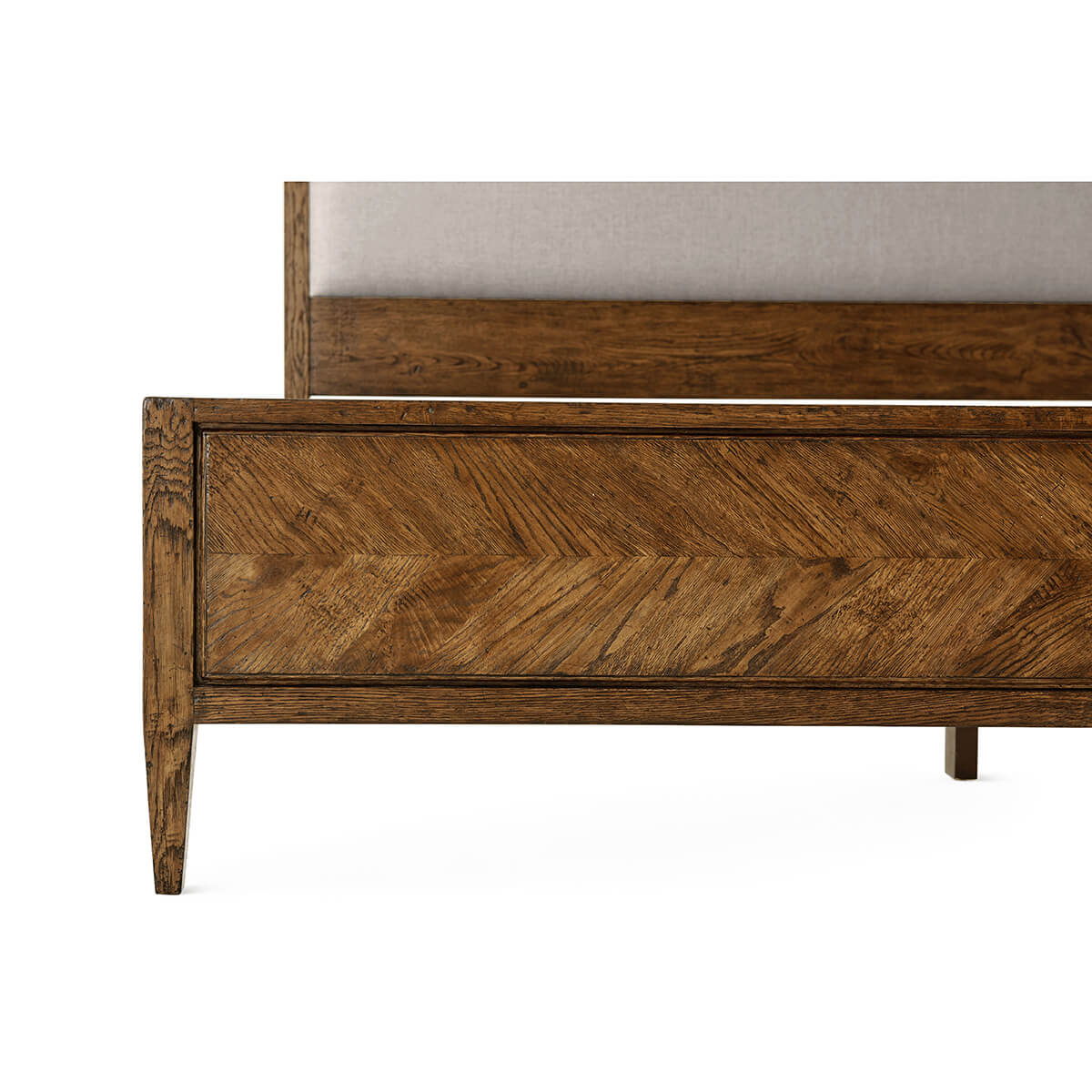 Herringbone Parquetry King Bed - Dark Oak - English Georgian America