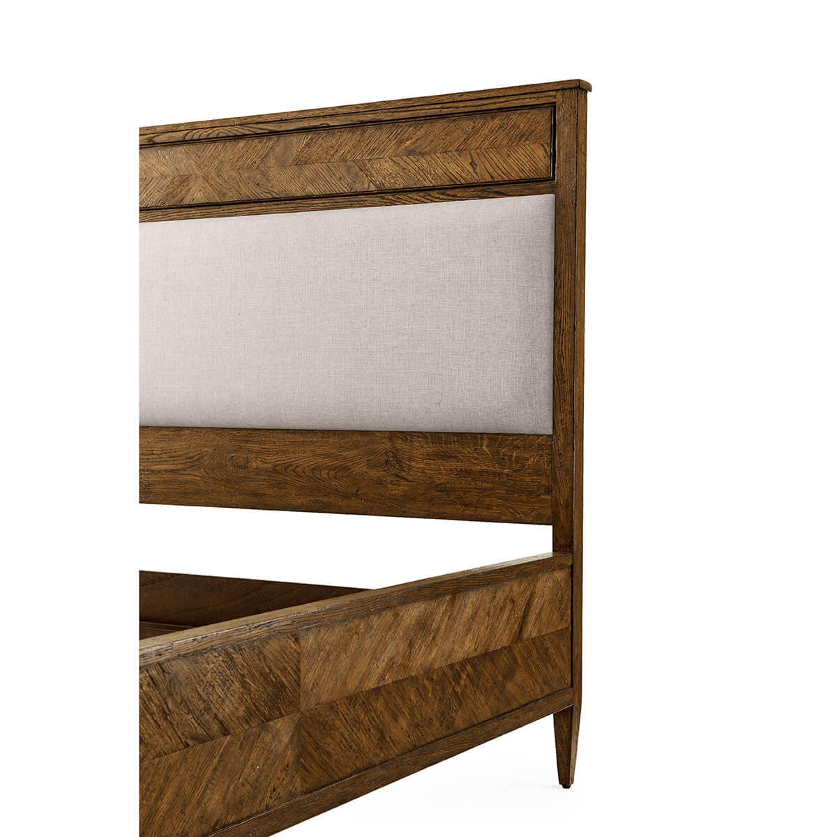 Herringbone Parquetry King Bed - Dark Oak - English Georgian America