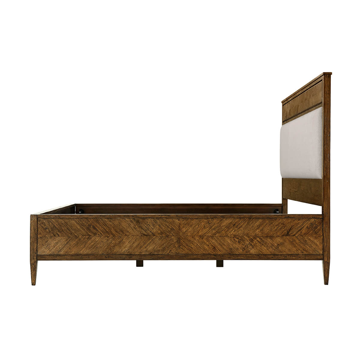 Herringbone Parquetry King Bed - Dark Oak - English Georgian America