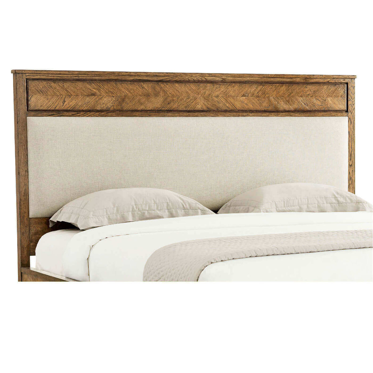 Herringbone Parquetry King Bed - Light Oak - English Georgian America