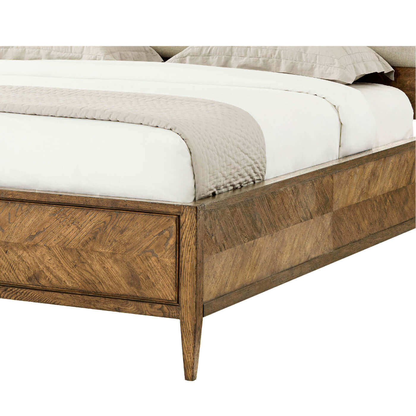 Herringbone Parquetry King Bed - Light Oak - English Georgian America