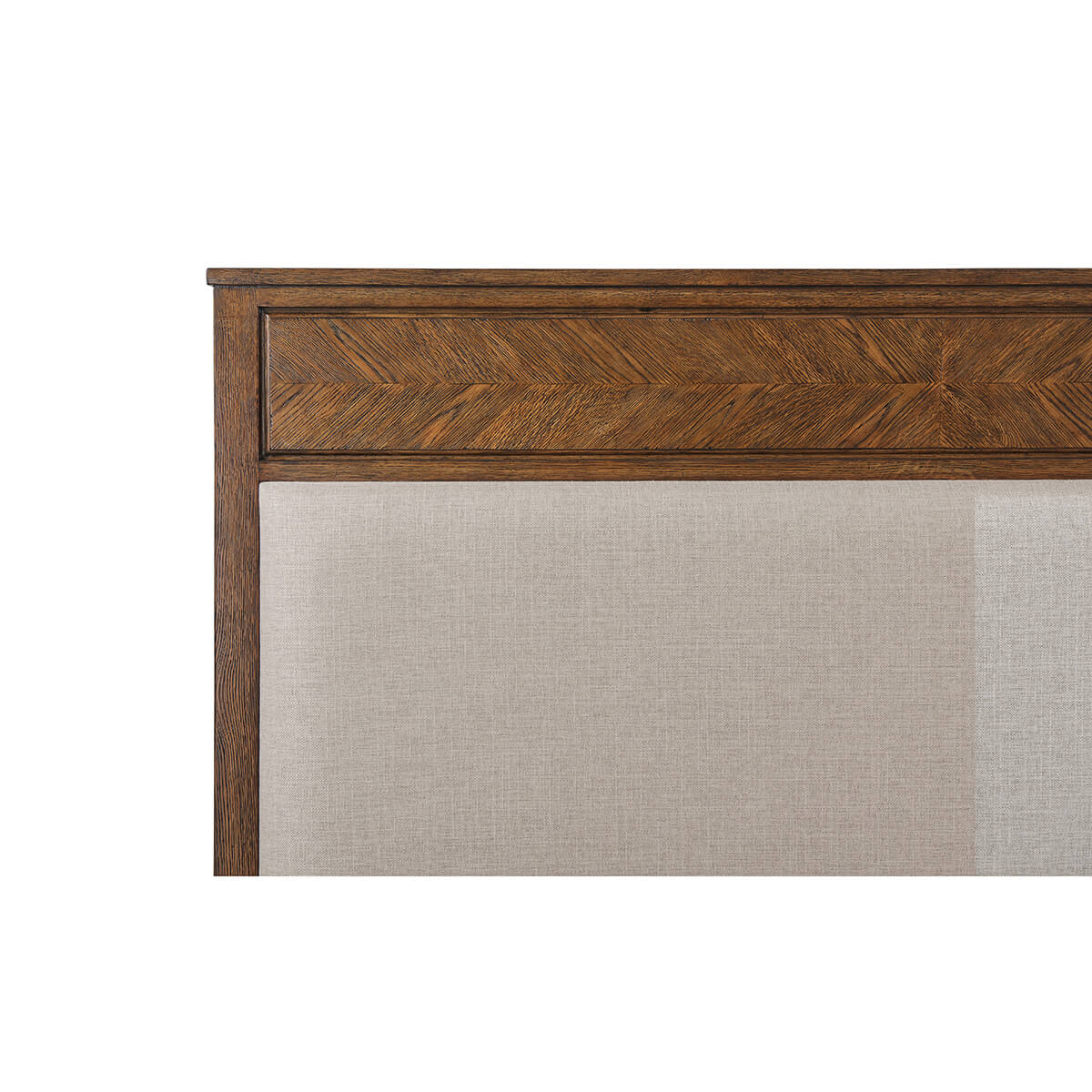 Herringbone Parquetry Queen Bed - Dark Oak - English Georgian America