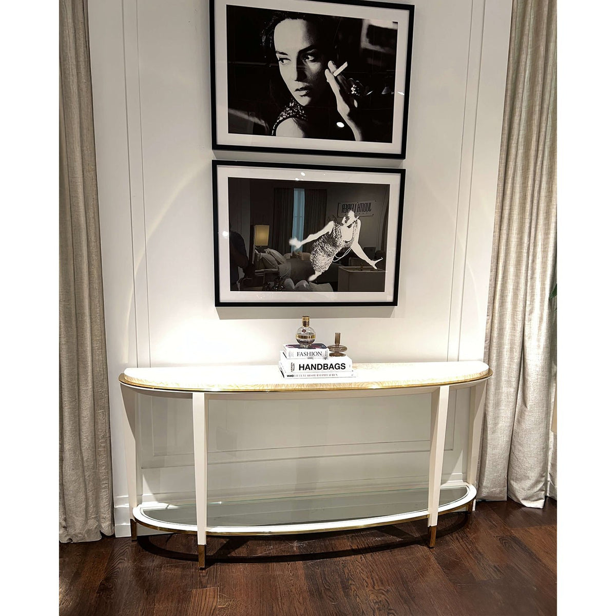 Hollywood Regency Demilune Console Table - English Georgian America