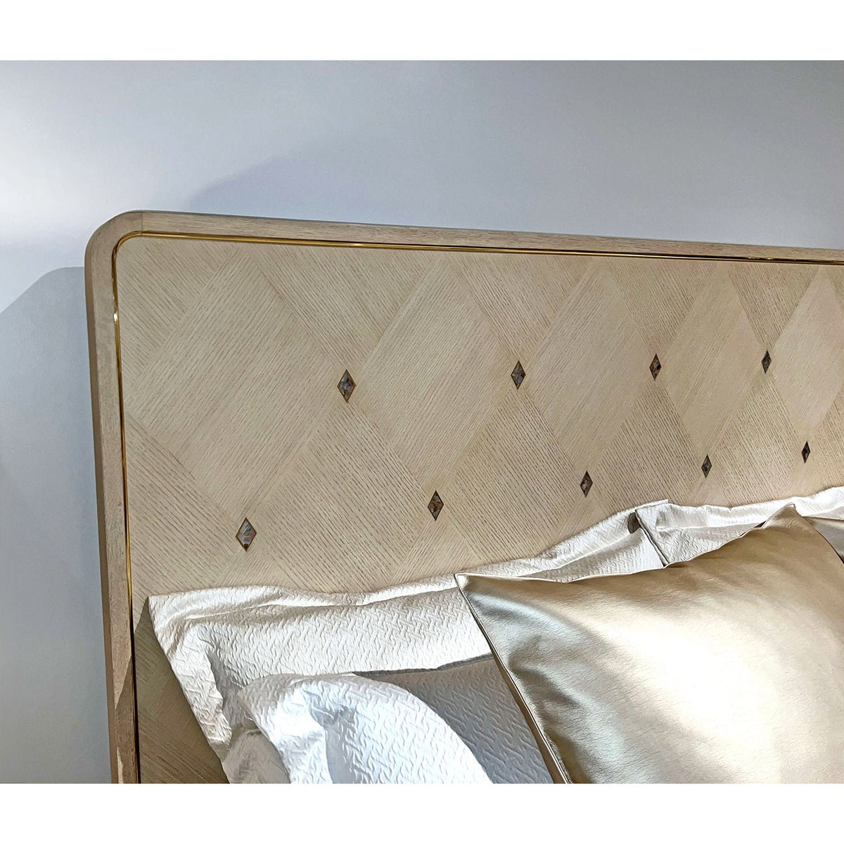 Hollywood Regency King Bed - Light Finish - English Georgian America