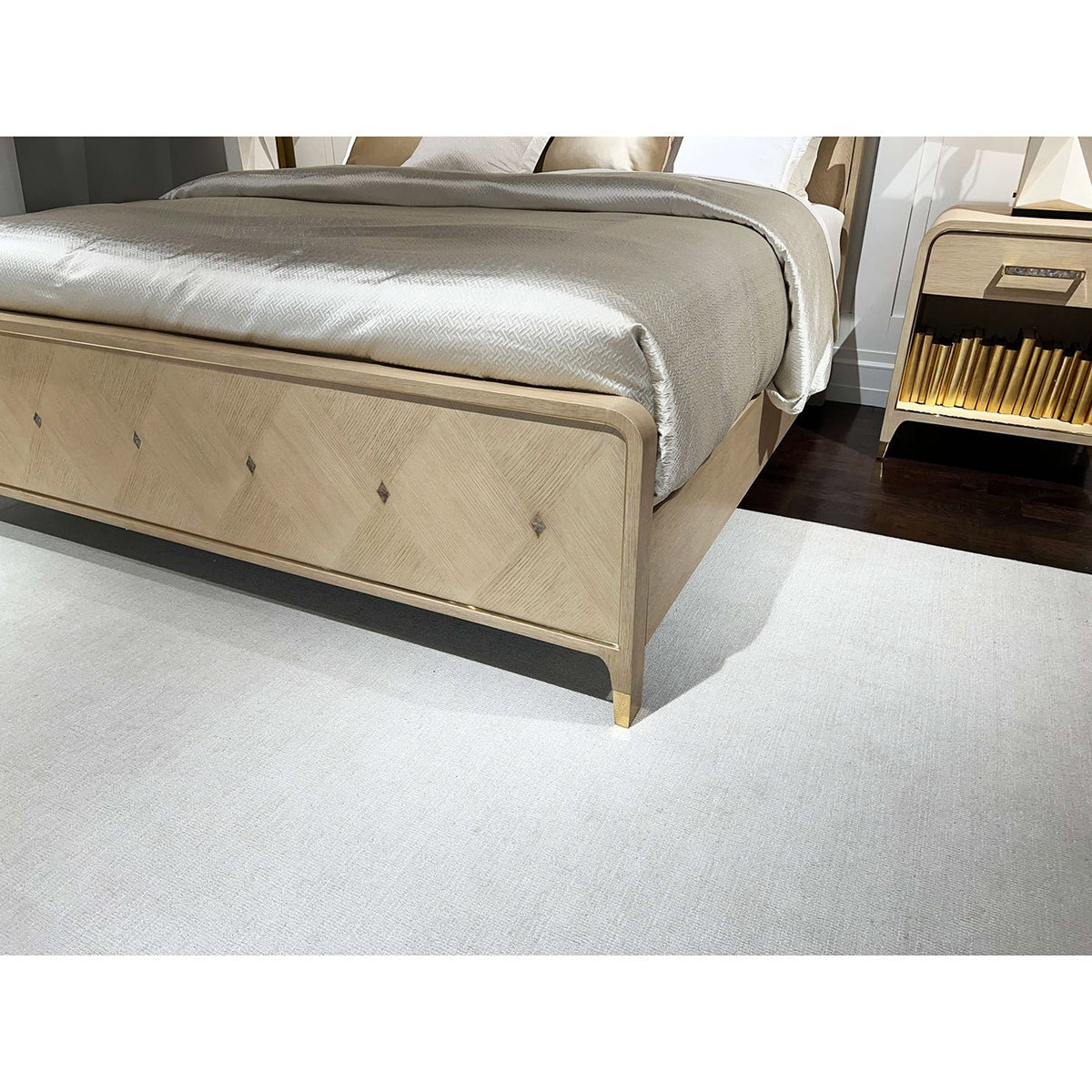 Hollywood Regency King Bed - Light Finish - English Georgian America