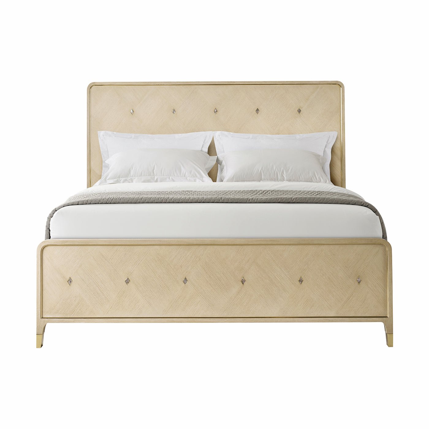 Hollywood Regency King Bed - Light Finish - English Georgian America