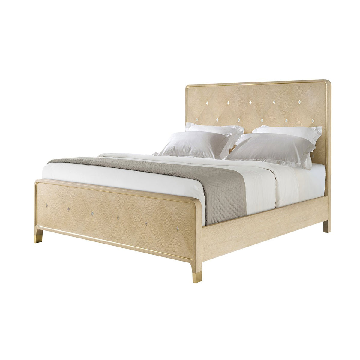 Hollywood Regency King Bed - Light Finish - English Georgian America