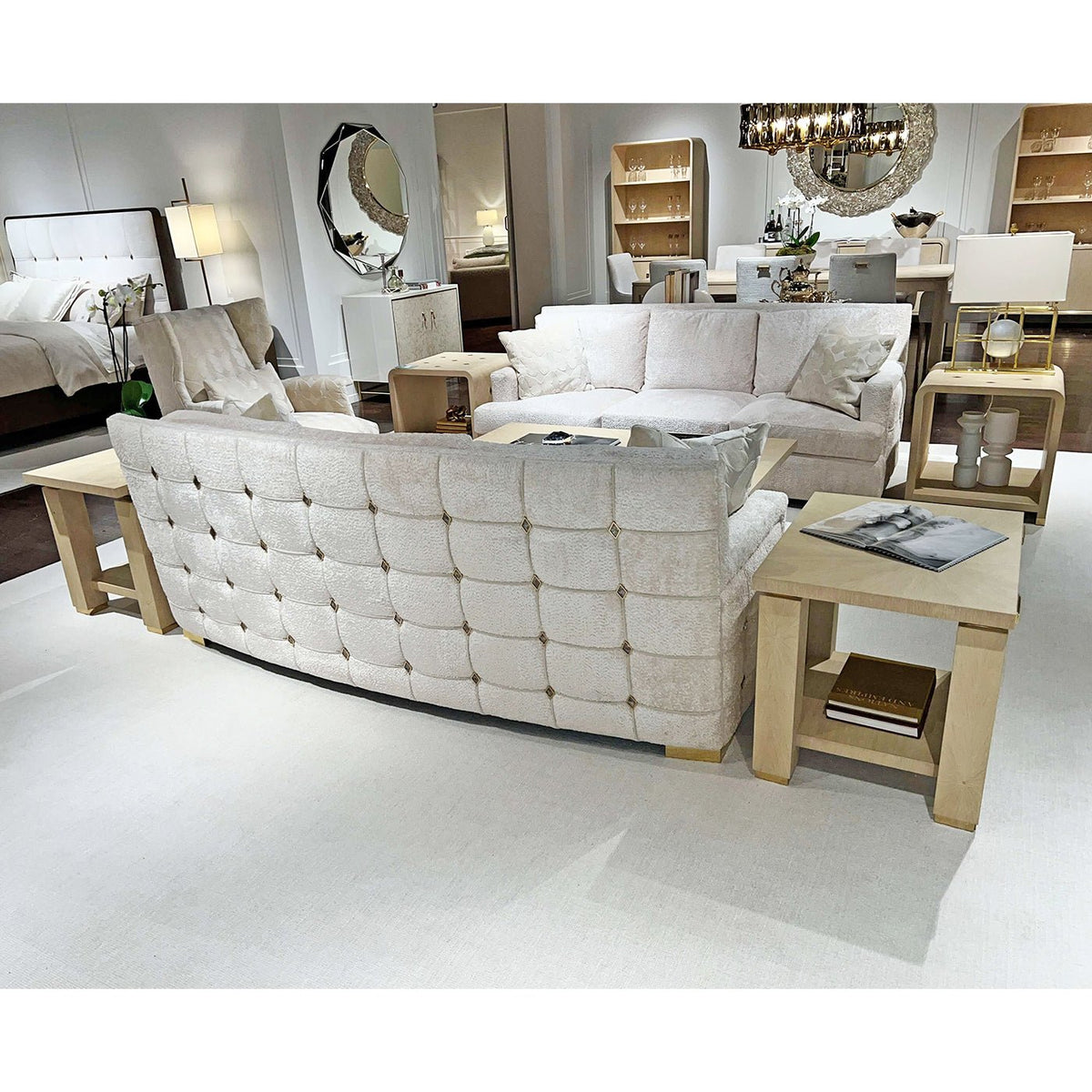 Hollywood Regency Minimalist End Table - Light Finish - English Georgian America