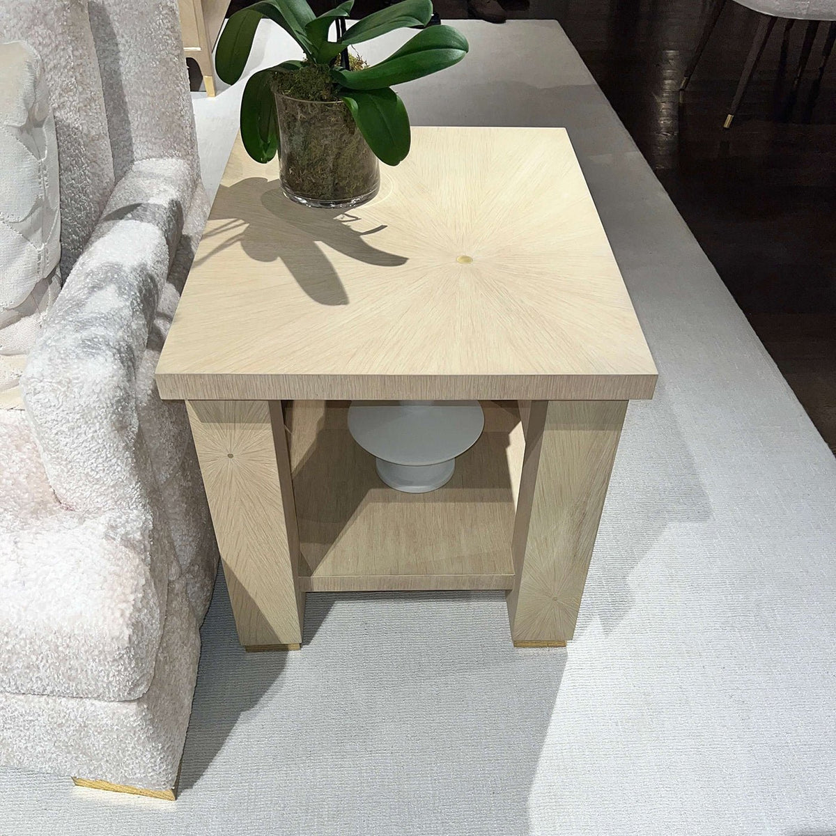 Hollywood Regency Minimalist End Table - Light Finish - English Georgian America