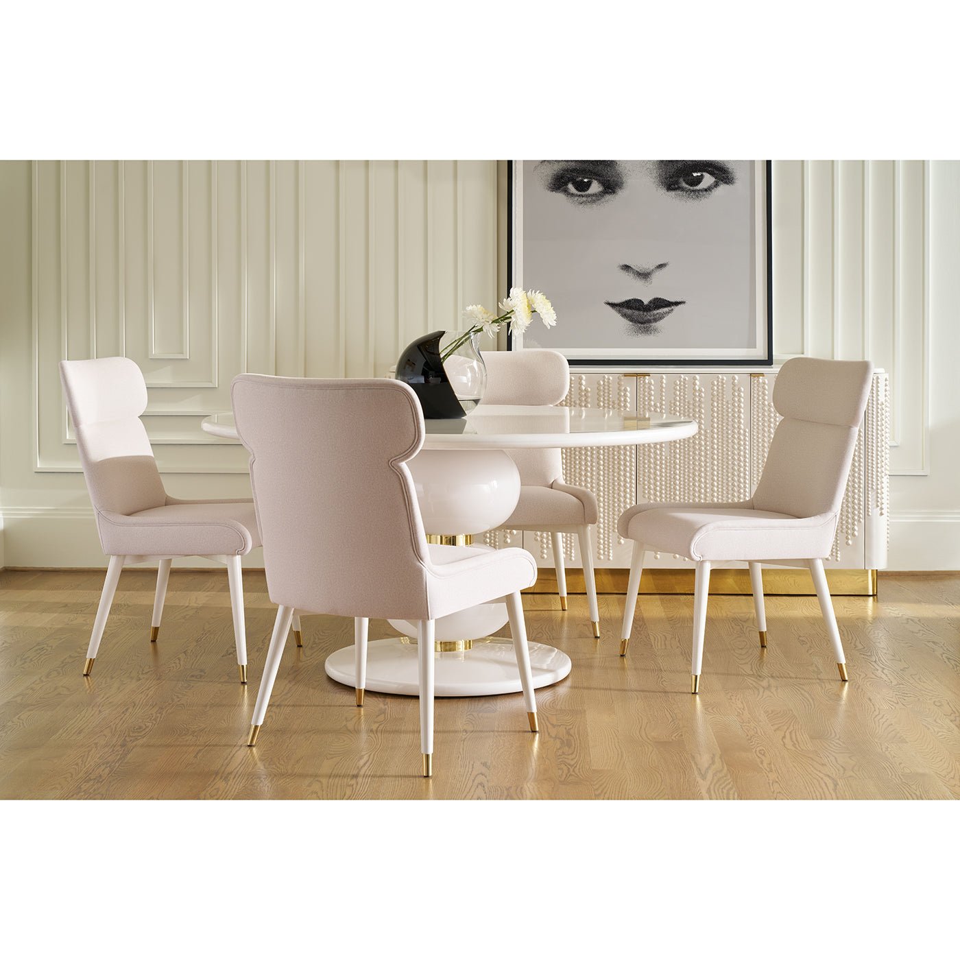 Hollywood Regency Round White Dining Table - English Georgian America