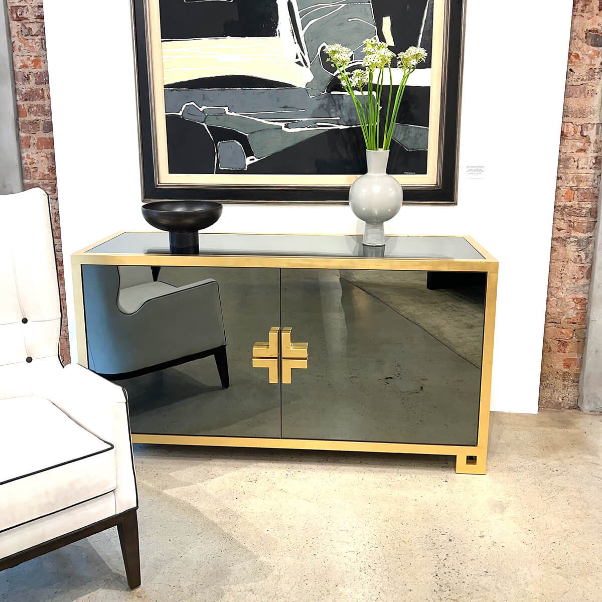 Hollywood Regency Smoked Credenza - English Georgian America