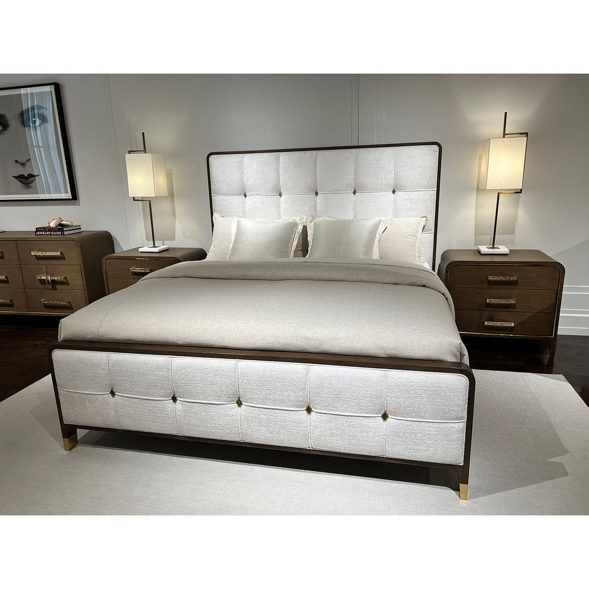 Hollywood Regency Upholstered King Bed - English Georgian America