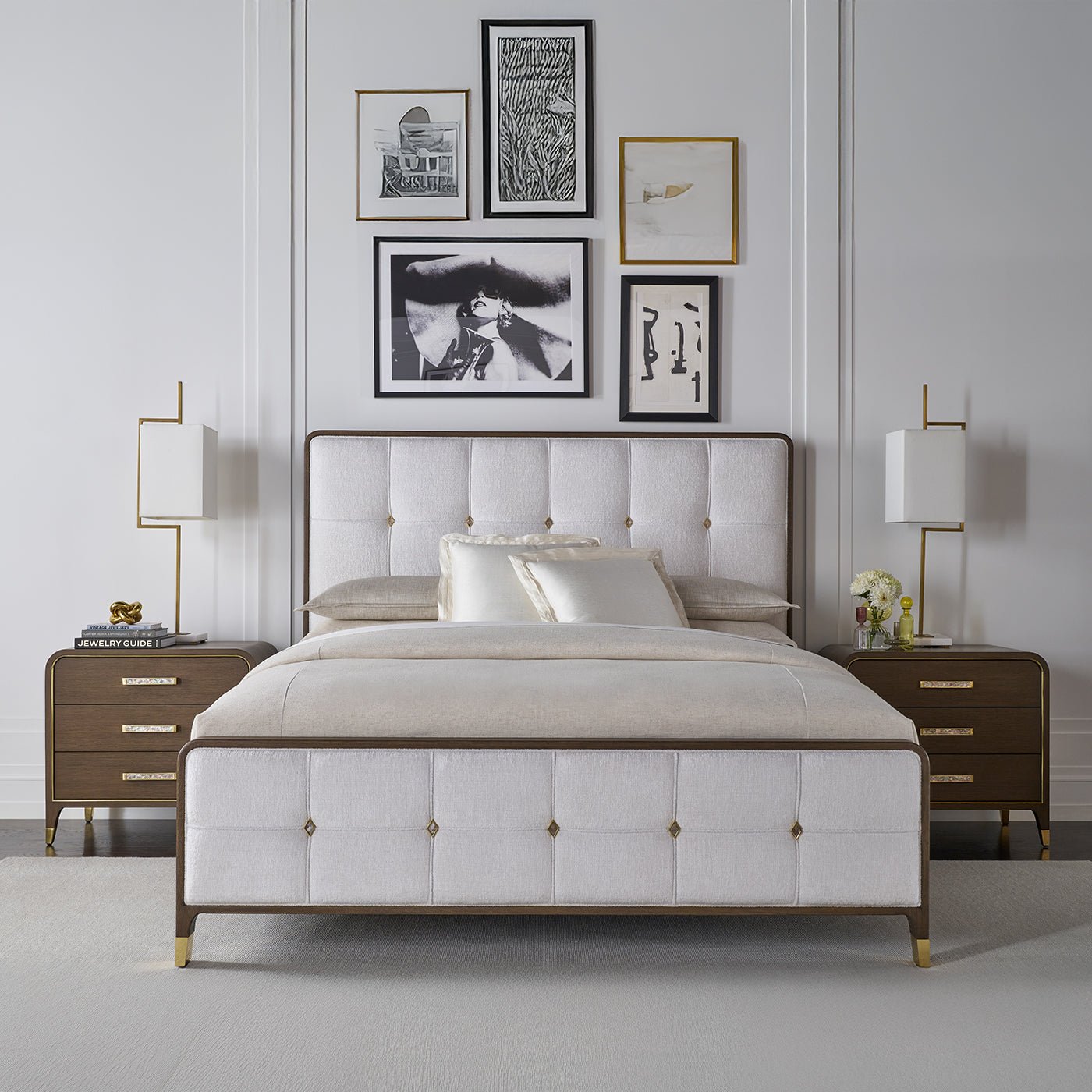 Hollywood Regency Upholstered King Bed - English Georgian America