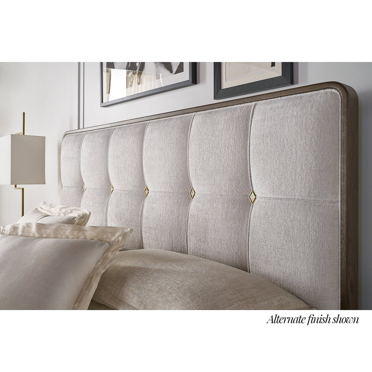 Hollywood Regency Upholstered King Bed - Light Finish - English Georgian America