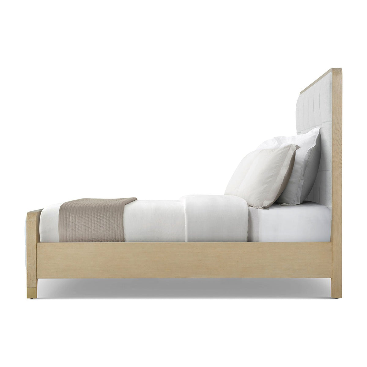 Hollywood Regency Upholstered King Bed - Light Finish - English Georgian America