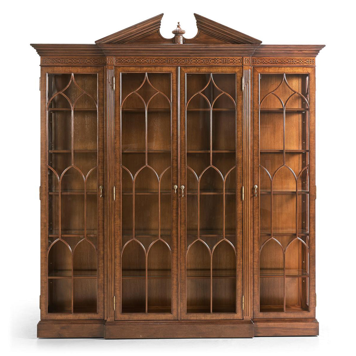 George II Walnut Breakfront Display Bookcase - English Georgian America