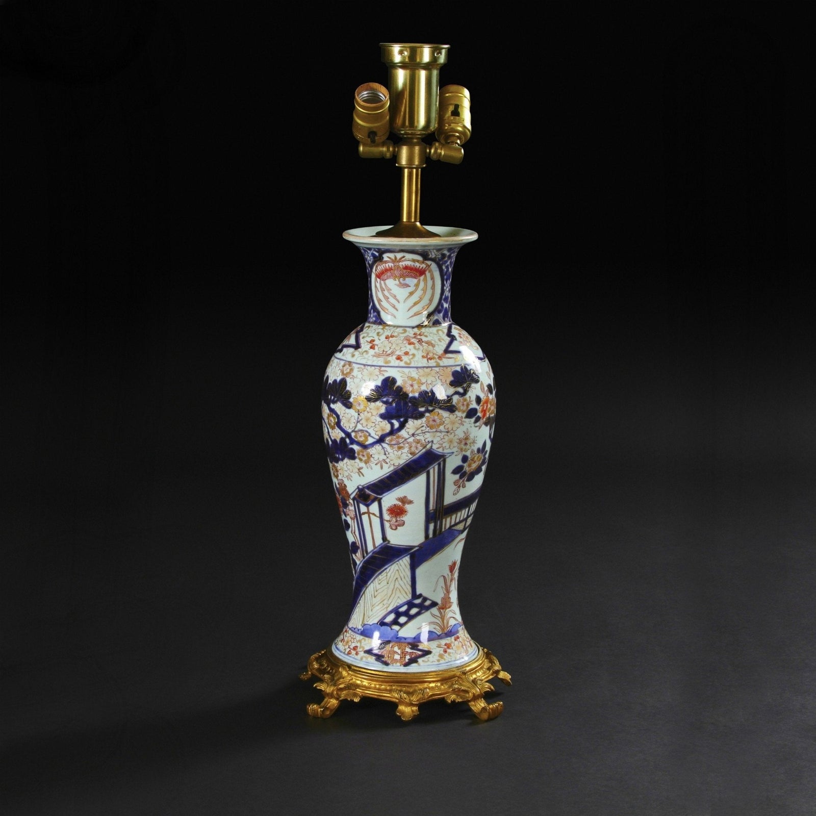 Imari Pattern Porcelain Table Lamp - English Georgian America