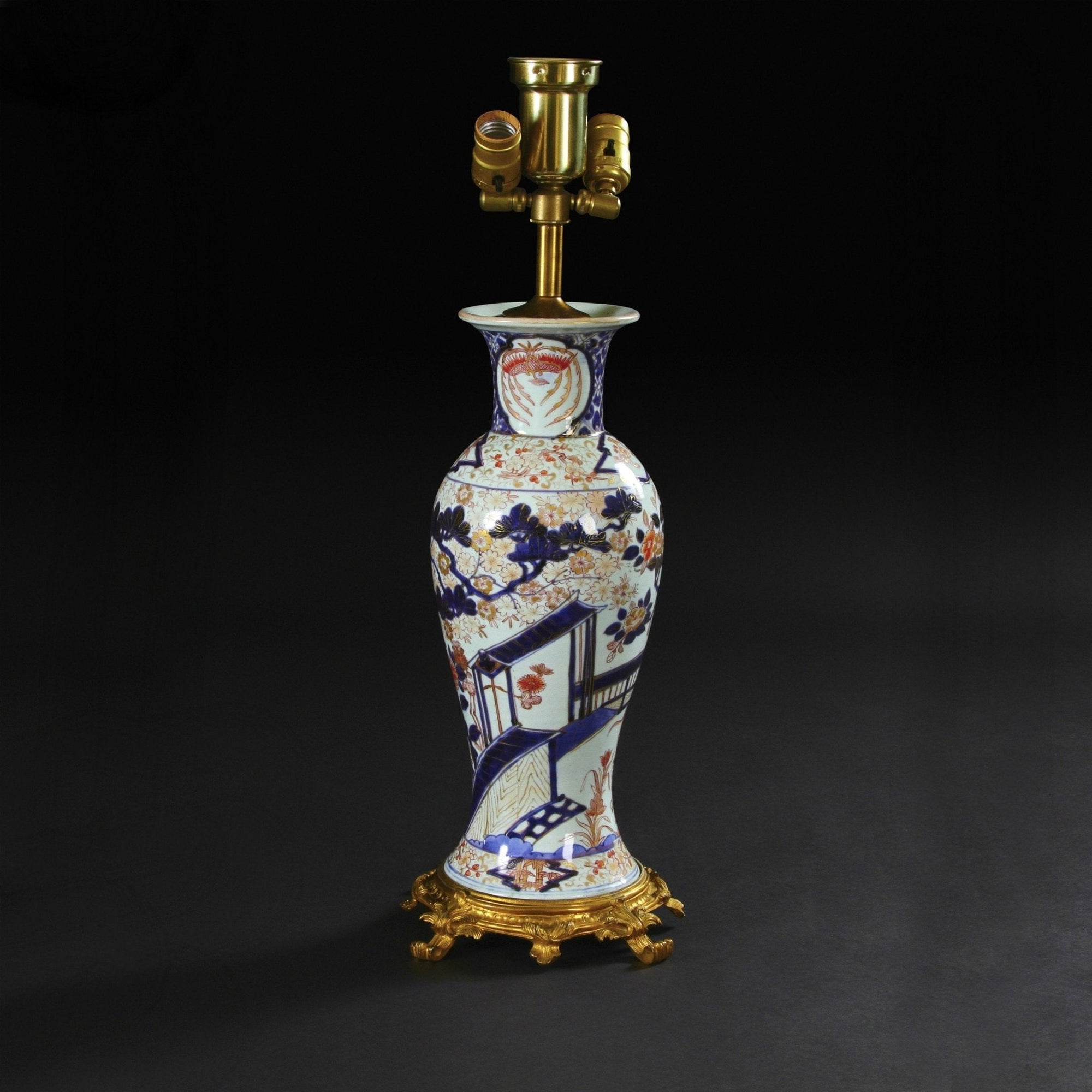 Imari Pattern Porcelain Table Lamp - English Georgian America