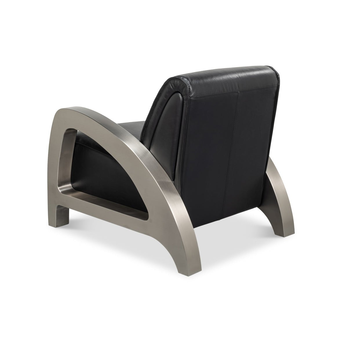 Industrial Black Leather Armchair - English Georgian America