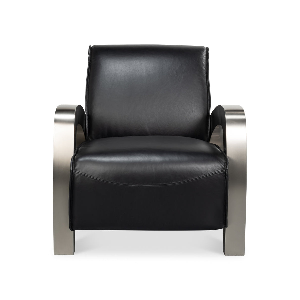Industrial Black Leather Armchair - English Georgian America