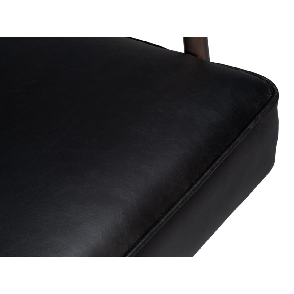 Industrial Black Leather Desk Chair - English Georgian America