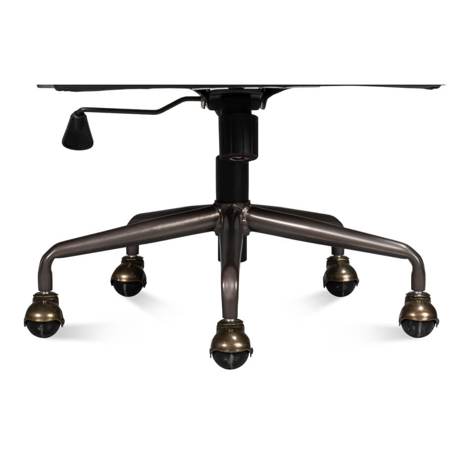 Industrial Black Leather Desk Chair - English Georgian America