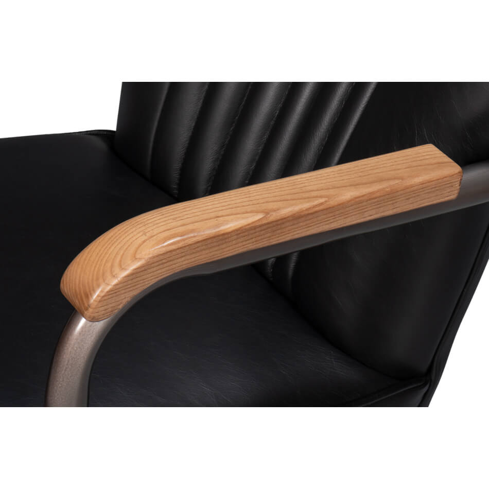 Industrial Black Leather Desk Chair - English Georgian America