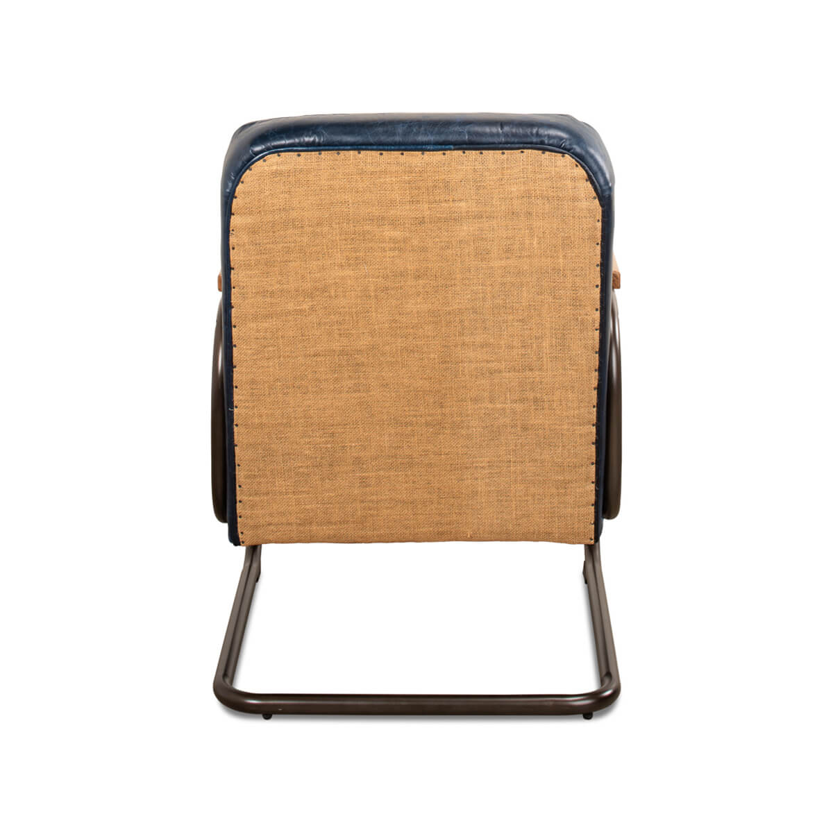 Industrial Blue Leather Armchair - English Georgian America