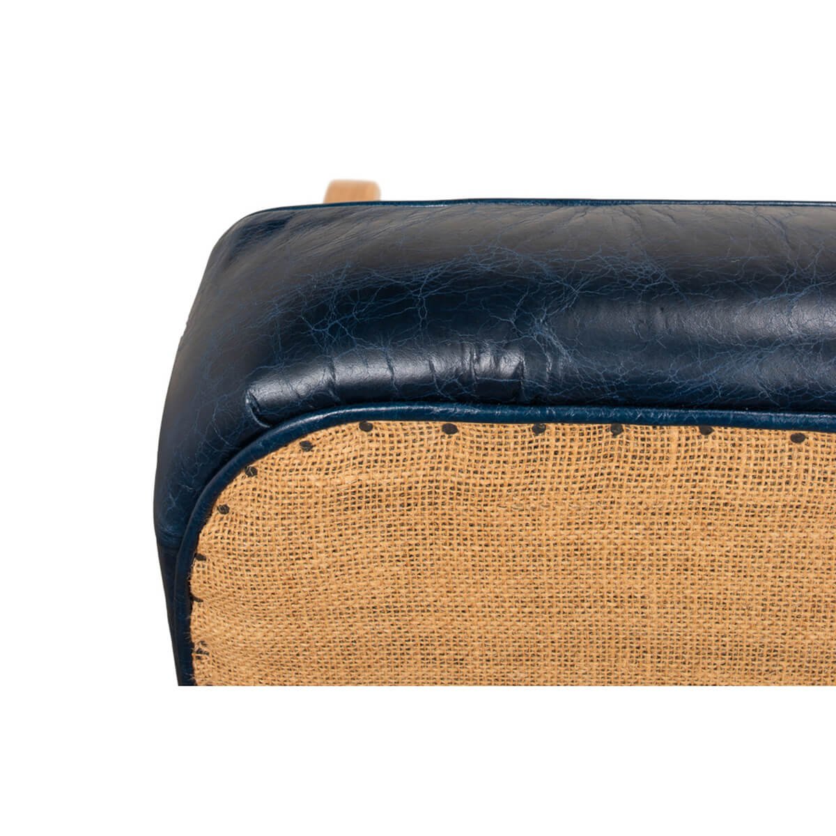 Industrial Blue Leather Armchair - English Georgian America