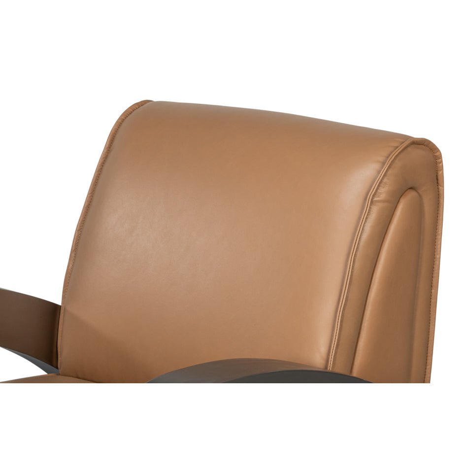 Industrial Brown Leather Armchair - English Georgian America