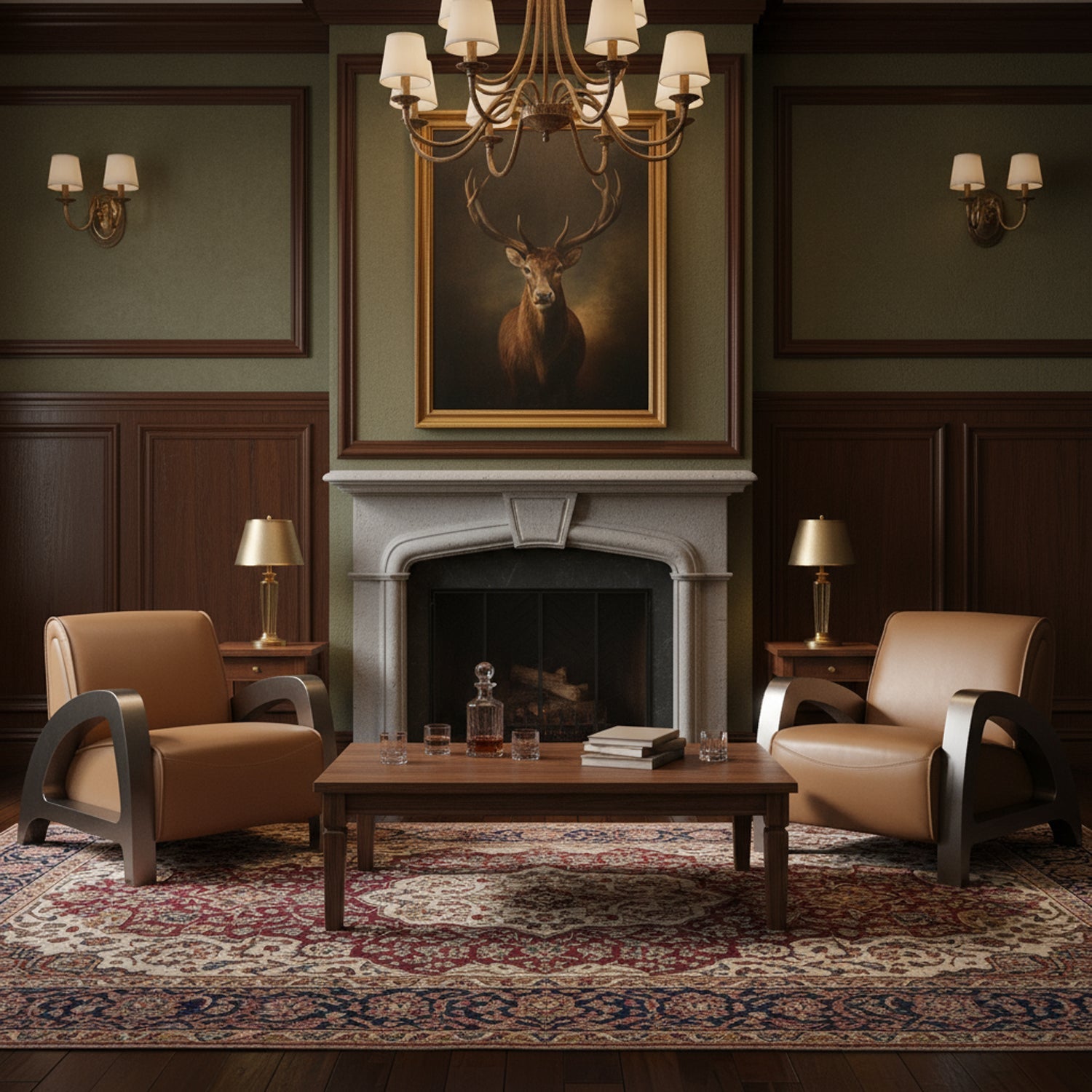 Industrial Brown Leather Armchair - English Georgian America