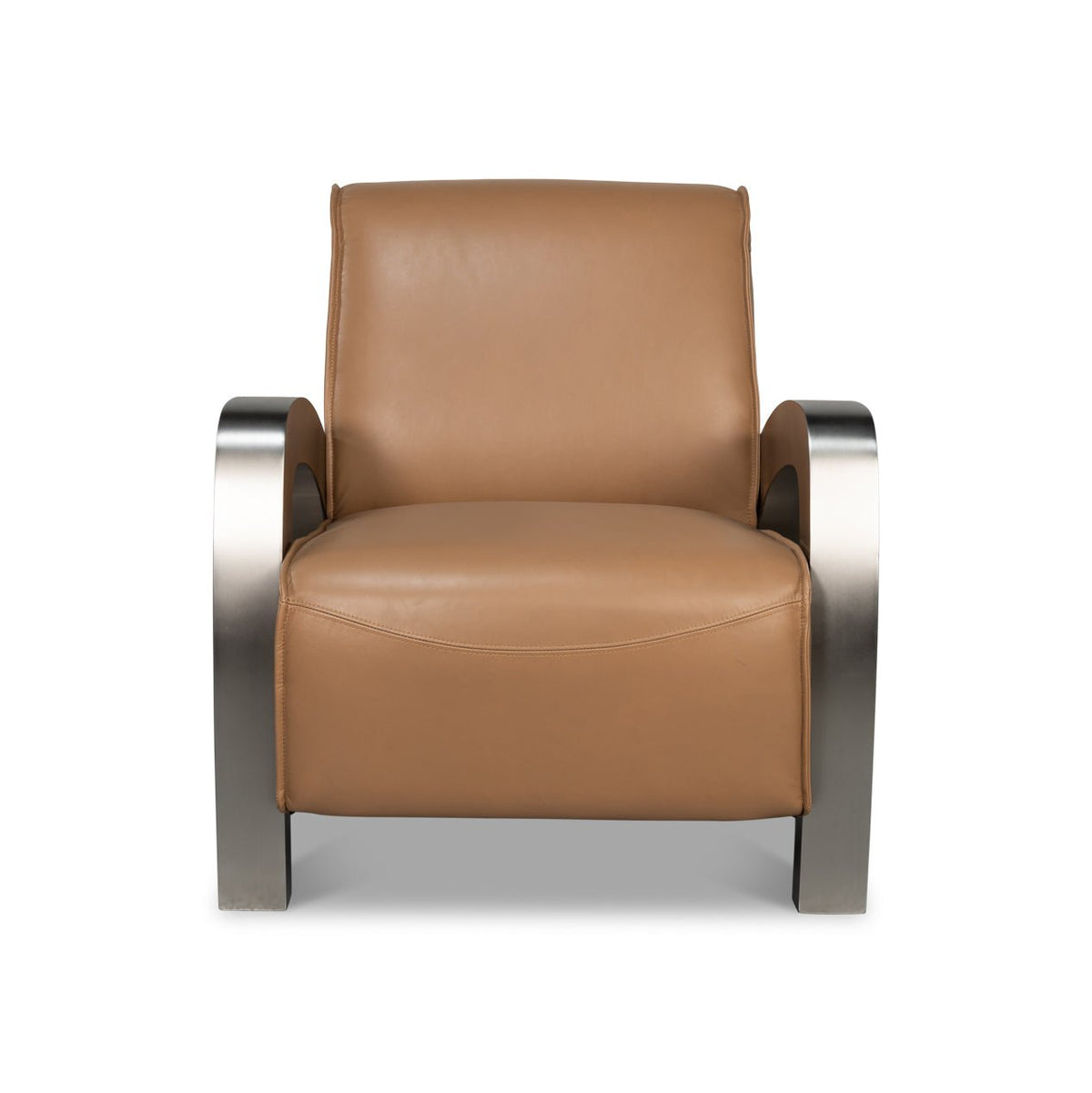 Industrial Brown Leather Armchair - English Georgian America