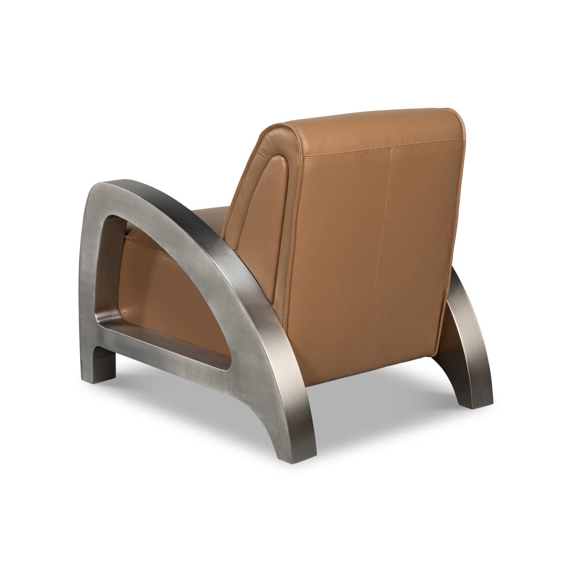 Industrial Brown Leather Armchair - English Georgian America