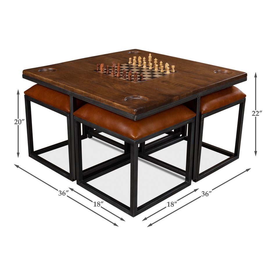 Industrial Coffee Table Game Table - English Georgian America