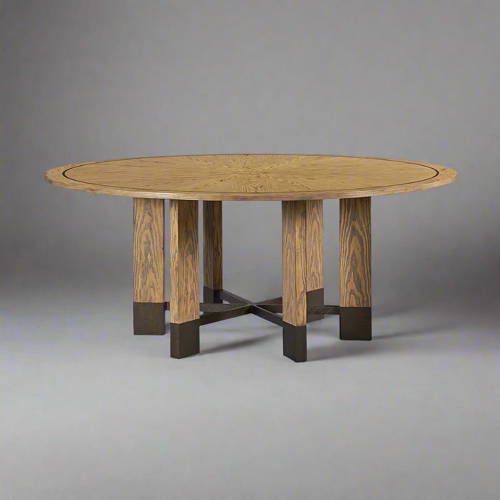 Industrial Modern Round Dining Table - English Georgian America