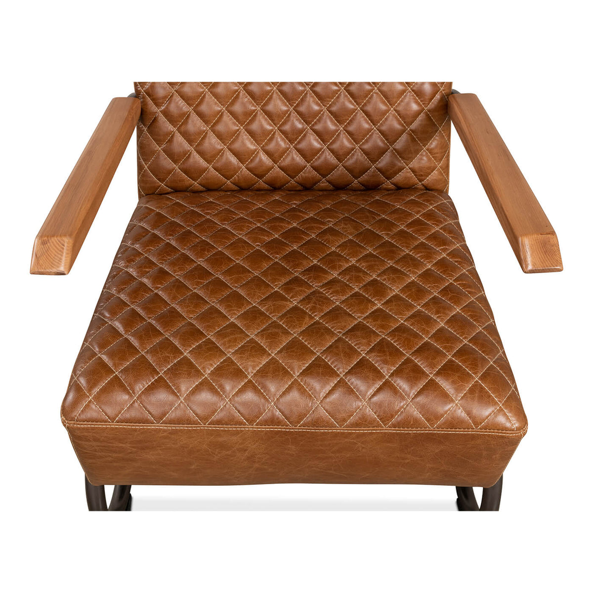 Industrial Quilted Leather Armchair - English Georgian America