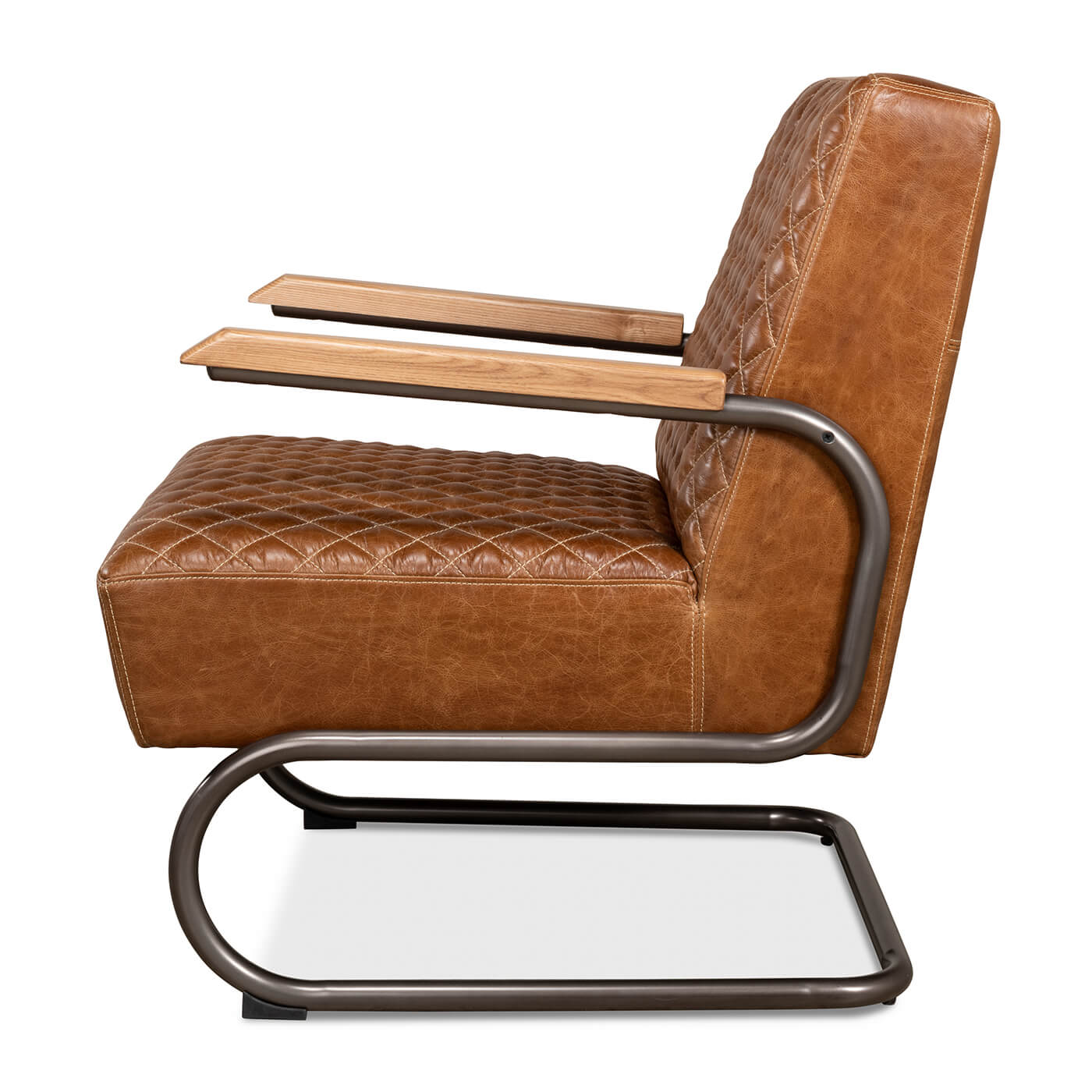 Industrial Quilted Leather Armchair - English Georgian America