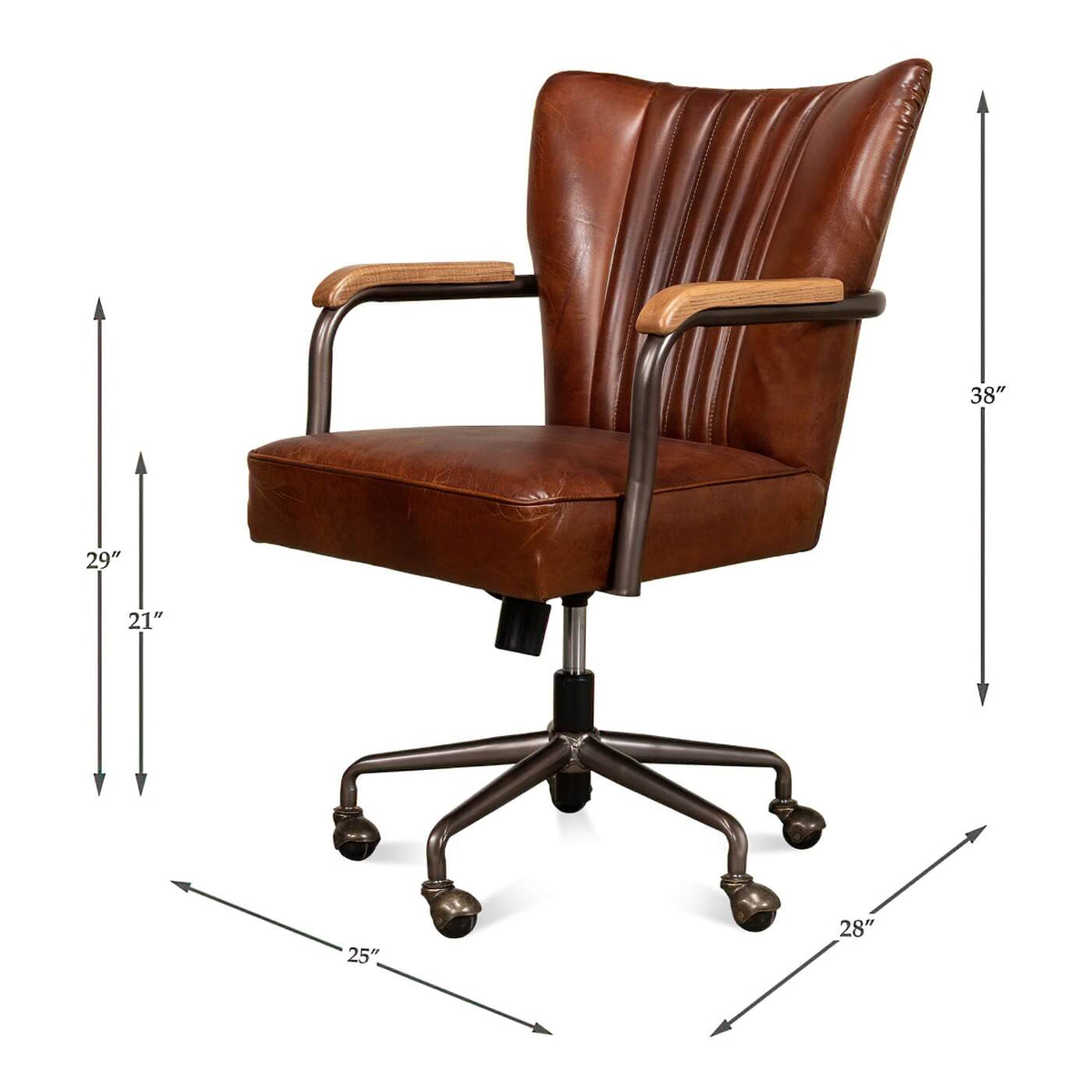 Industrial Style Leather Desk Chair - English Georgian America