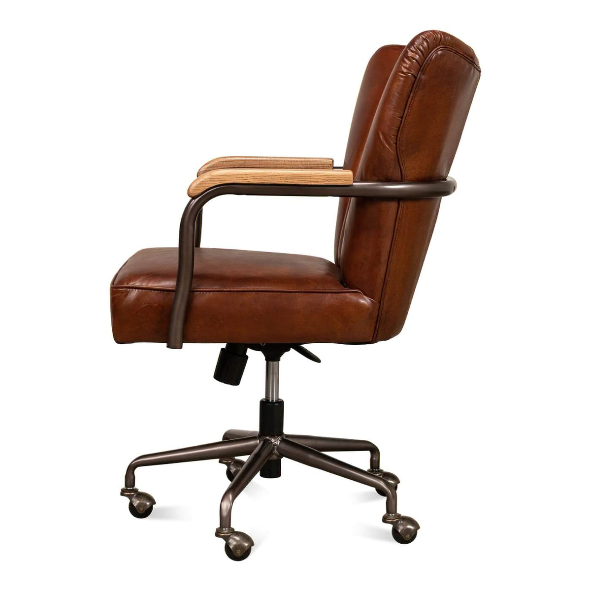 Industrial Style Leather Desk Chair - English Georgian America