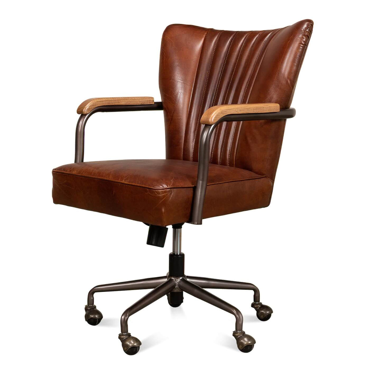 Industrial Style Leather Desk Chair - English Georgian America