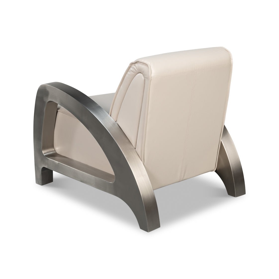 Industrial White Leather Armchair - English Georgian America