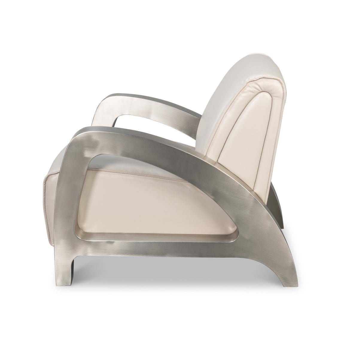 Industrial White Leather Armchair - English Georgian America