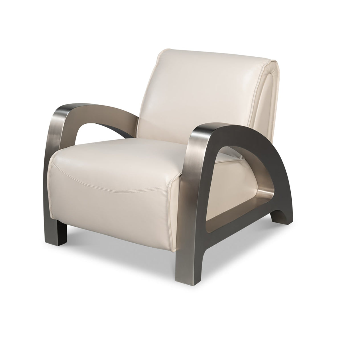 Industrial White Leather Armchair - English Georgian America