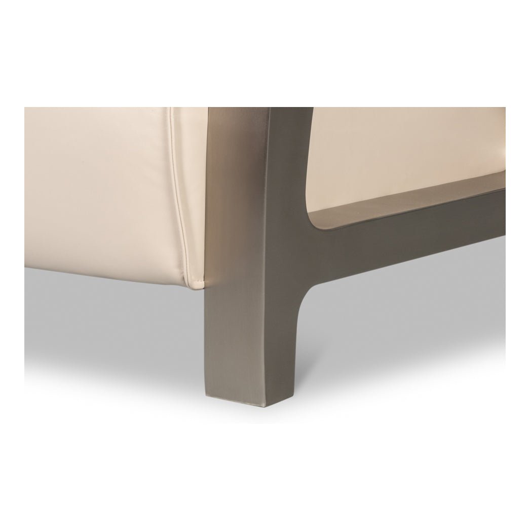 Industrial White Leather Armchair - English Georgian America