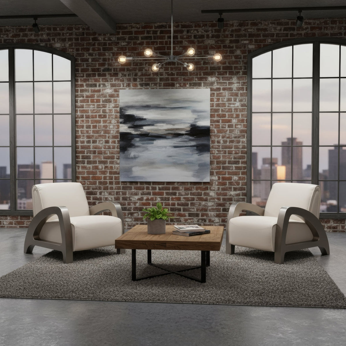 Industrial White Leather Armchair - English Georgian America