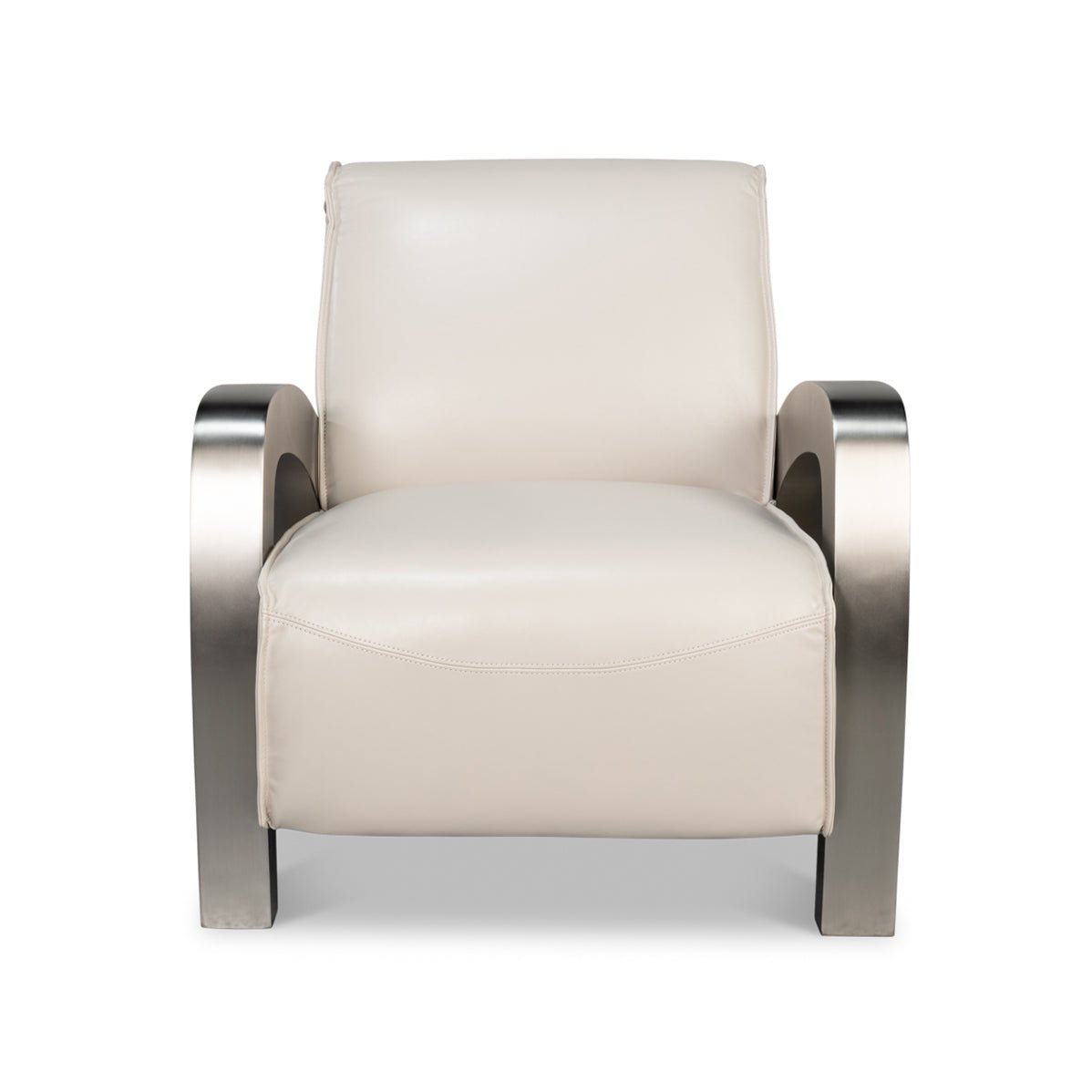 Industrial White Leather Armchair - English Georgian America