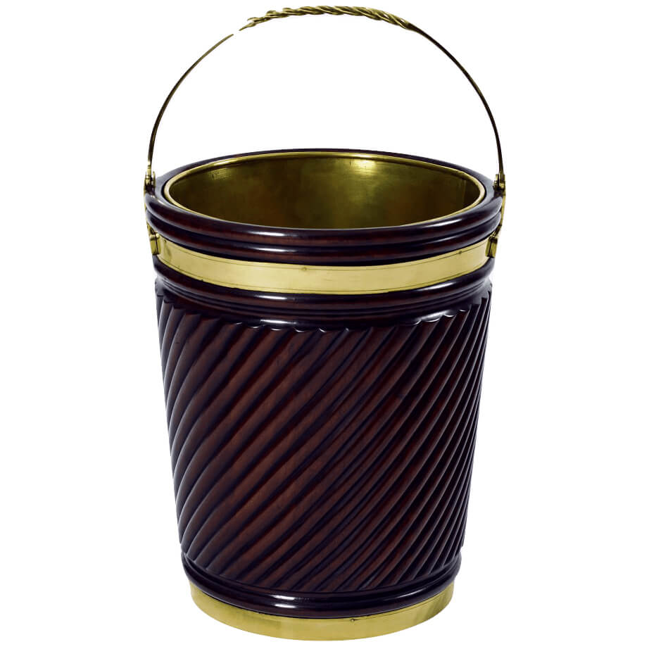 Irish Peat Bucket with Diagonal Reeding - English Georgian America