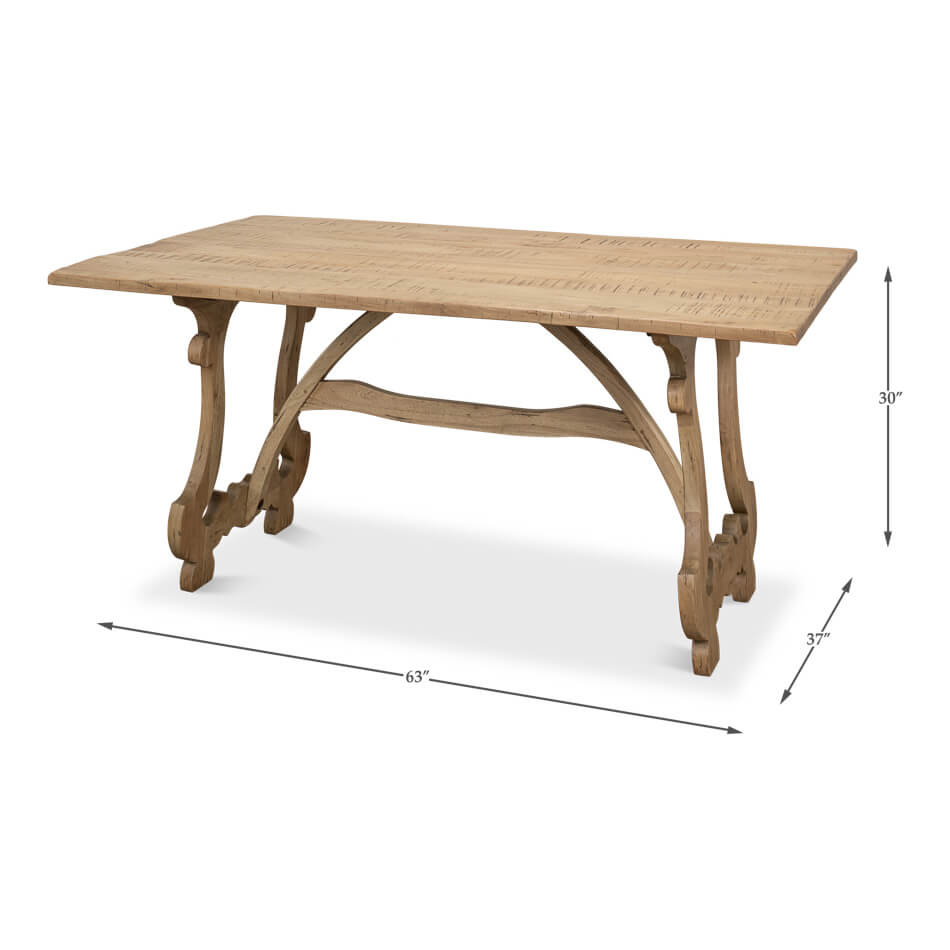 Italian Country Trestle End Dining Table - English Georgian America